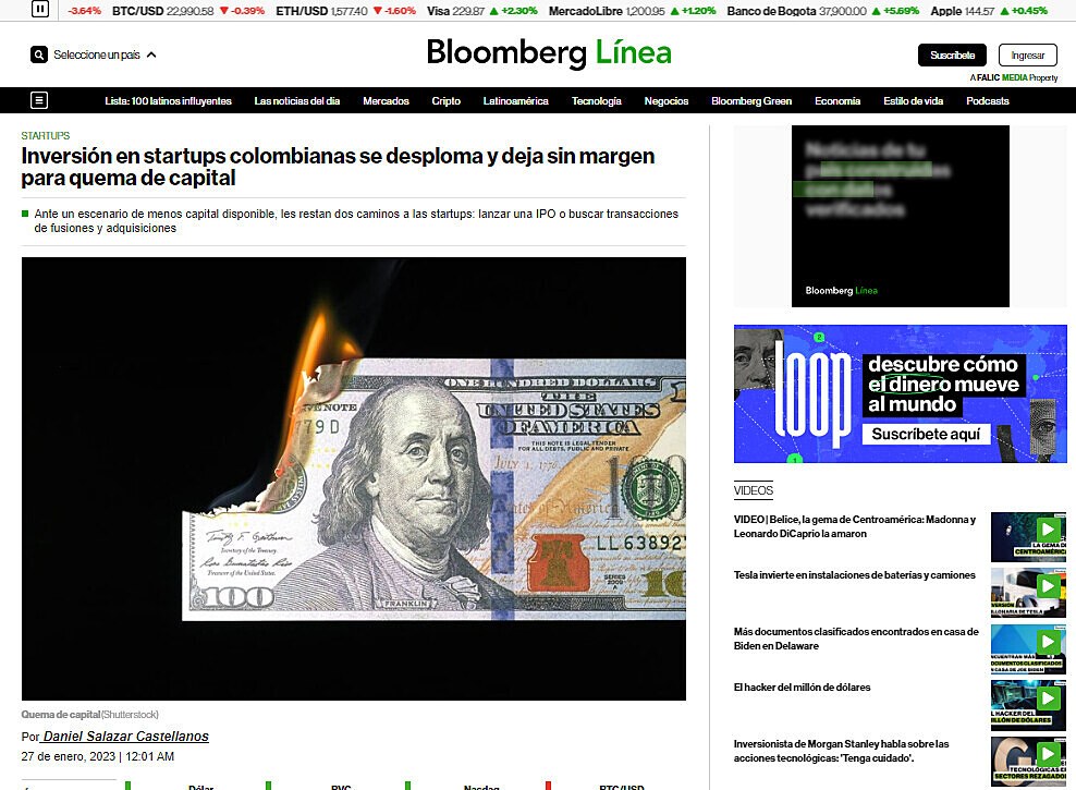 Inversin en startups colombianas se desploma y deja sin margen para quema de capital